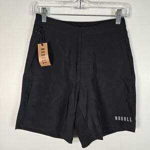 NWT NOBULL Mens S Athletic Shorts 8" Inseam Black Drawstring Waist Zipper Pocket